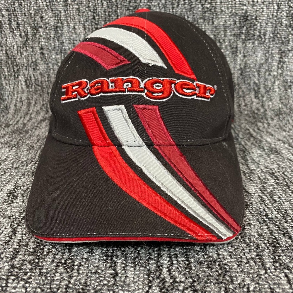 VTG Ranger Boats Fishing Hat Cap Strapback Black Red Graphics The Game Mens Y2K